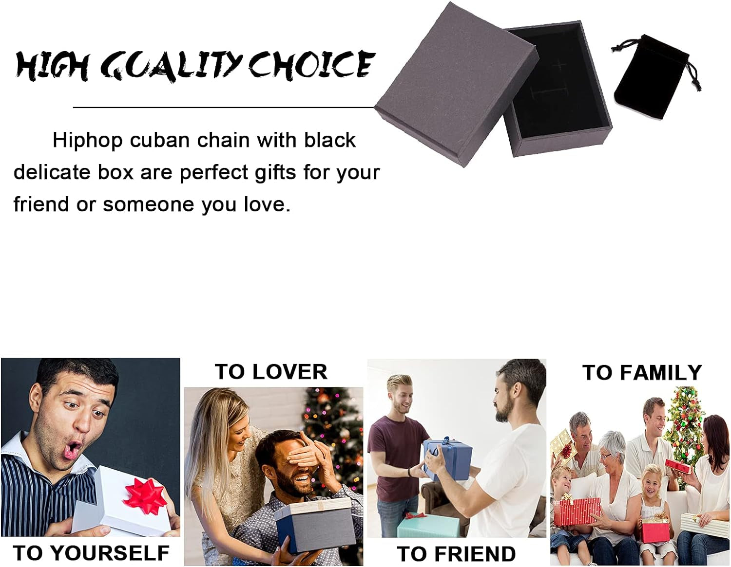 Cuban Link Chain for Men Women Iced Out Silver/Gold/Rose Gold Miami Cuban Necklace Bling Diamond Chain Hip Hop Jewelry with Gift Box